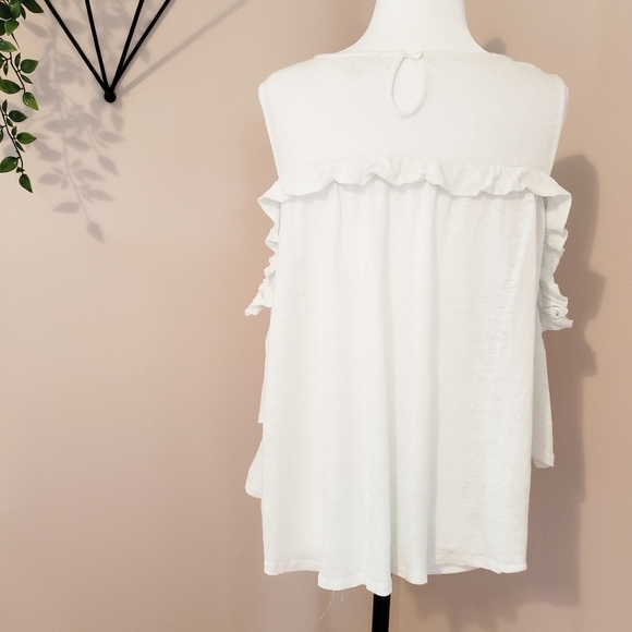 ANTHROPOLOGIE | MEADOW RUE LINEN COLD SHOULDER TOP - Picture 7 of 11